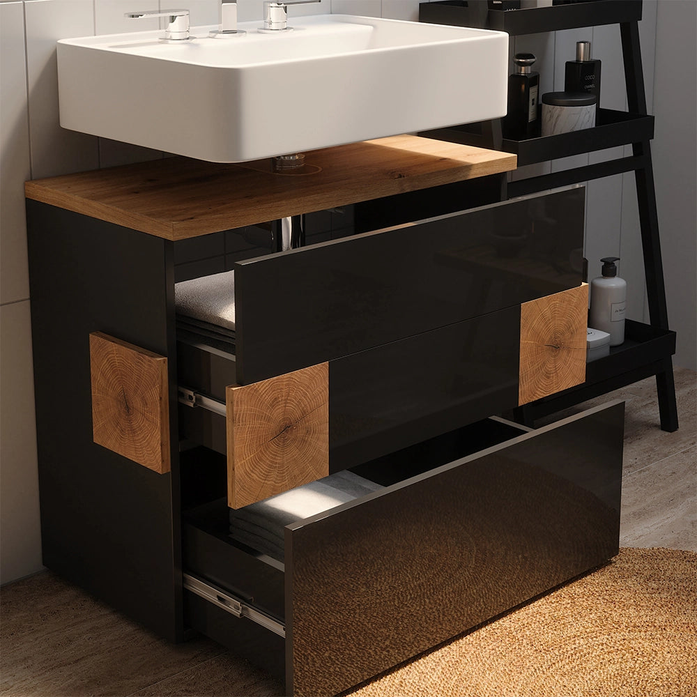 Vicco Mobile sottolavabo per bagno Antracite 70 x 64.5 cm con 2 cassetti