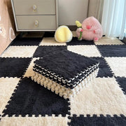 12 blocchi da puzzle per tappeto, tappetini anti-slip in EVA foam per creare una zona sicura per la camera da letto o la stanza dei giochi (beige + nero)