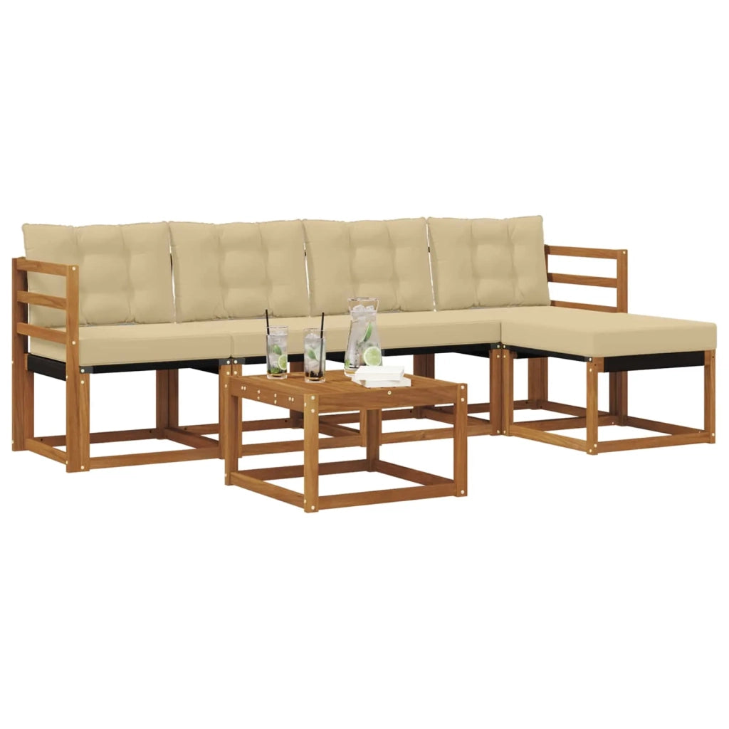 Set di divani da esterno con cuscino 6 pcs Naturale e Beige 3368584