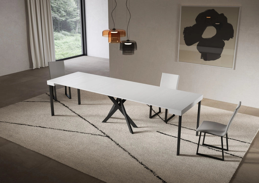 Consolle allungabile 90x40/300 cm Sakuro Bianco Frassino gambe antracite