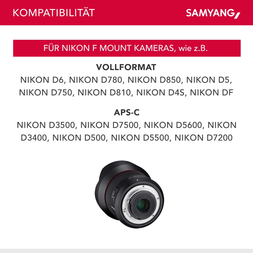 Obiettivo ultra grandangolare AF 14mm F2,8 per Nikon F– angolo di campo 116,6° e autofocus – Grandangolo full-frame per fotocamere APS-C