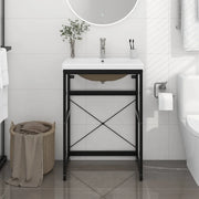 Telaio per Lavabo da Bagno con Lavabo Integrato-Struttura per Lavabo da Bagno Nero in Ferro 612615