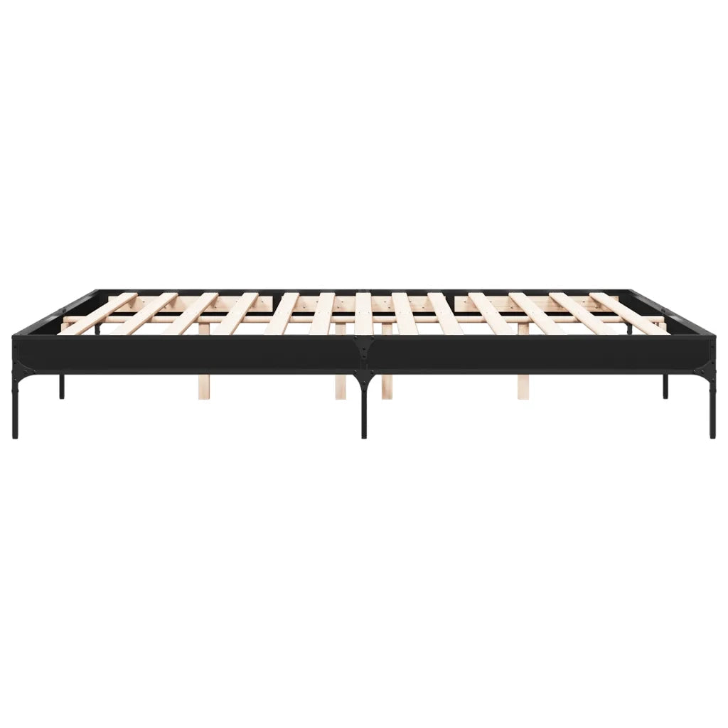 Giroletto Nero 200x200 cm in Legno Multistrato e Metallo 844996