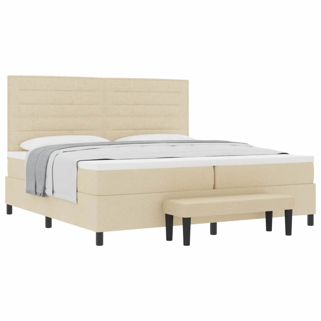 Letto a molle con materasso Crema 200 x 200 cm Tessuto 3344021