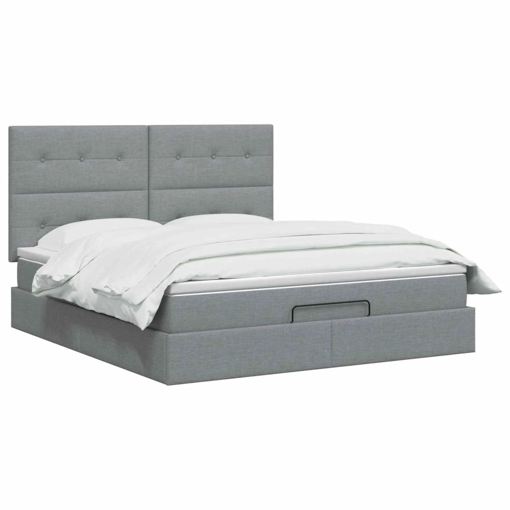 Letto Ottomano con Materasso e LED Grigio Chiaro 140 x 190 cm 3458069
