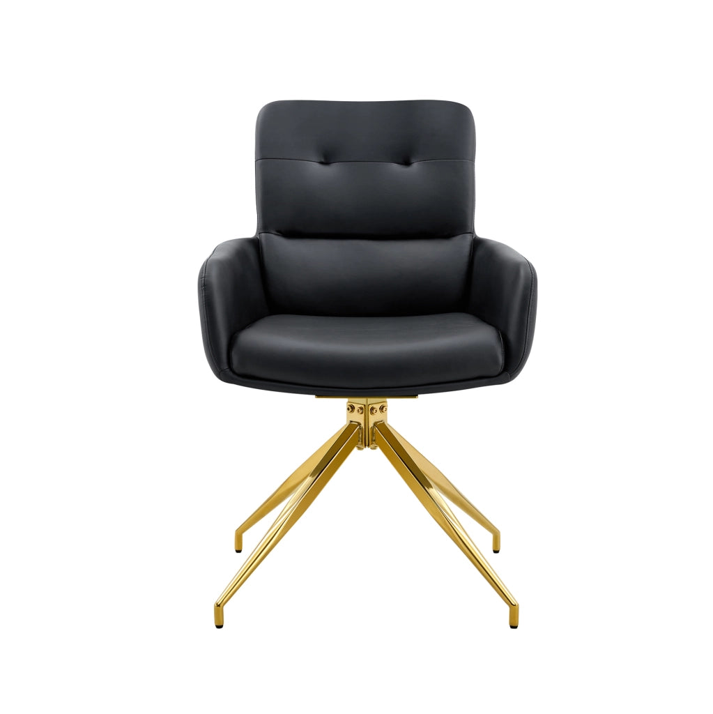 Set di 2 sedie girevoli in PU nero con gambe dorate