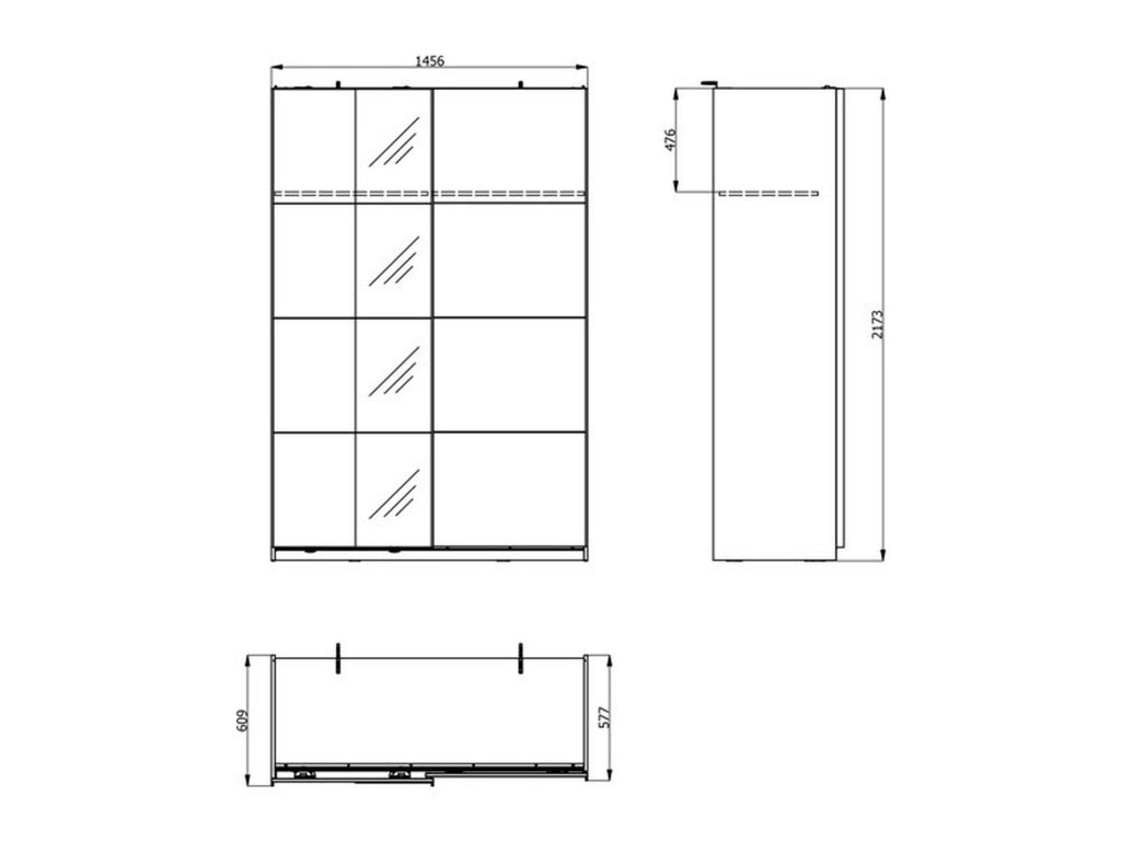 Armadio Camera da Letto Pasturo, Guardaroba Grande Appendiabiti, 145.5x217.5h cm Bianco Opaco