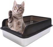Cassetta per gatti in acciaio inossidabile con coperchio - Grande cassetta per gatti metallica (L 2800 ML)