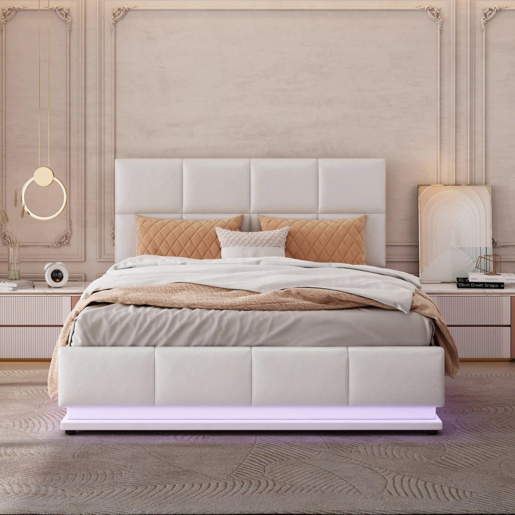 letto imbottito ecopelle bianco 140 x 200 cm