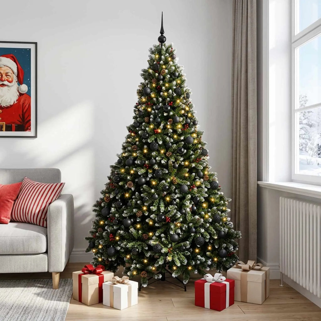 Albero di Natale artificiale verde con palline 210 cm 300 LED 3466478