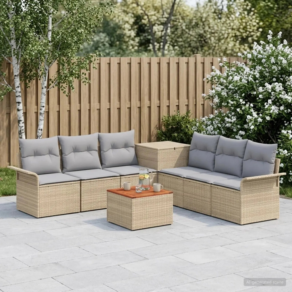 Set di divani 8 pz Beige e Grigio Chiaro 3448019