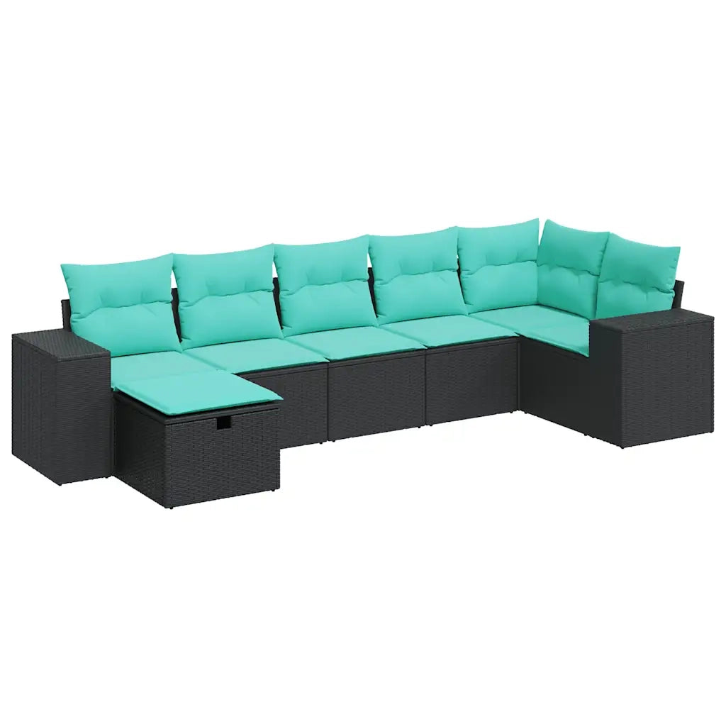 Set Divani da Giardino con Cuscini 7pz Nero Polyrattan 3325703