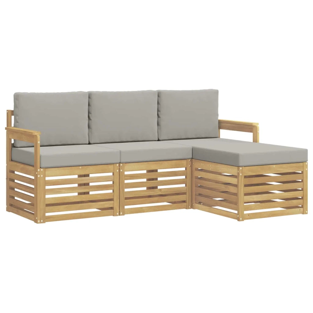 Set di divani da esterno 4 pcs Bianco e Grigio Chiaro