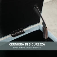Panca Imbottita Contenitore in Tessuto con Design Scandinavo, 110x39x45Acm - Azzurro
