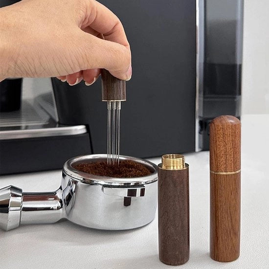 Strumento per dividere espresso in due parti, in legno nero, con 2 pezzi, accessori per barista per caffè espresso