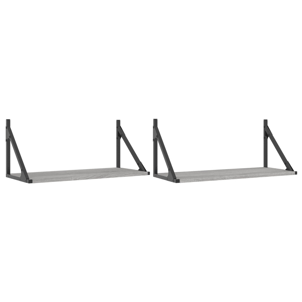 Mensole Parete 2pz Grigio Sonoma 60x25x25,5cm Legno Multistrato 836336