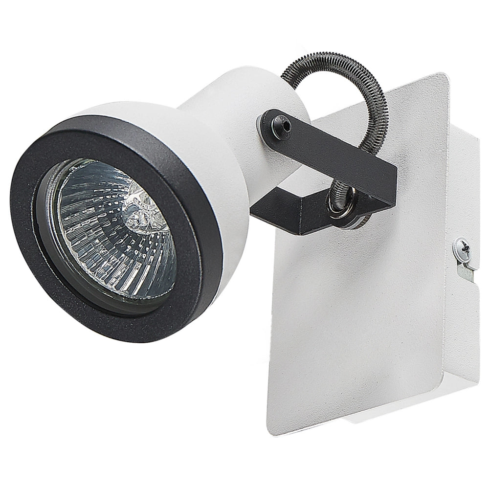 Set di 2 Lampade da parete in metallo bianco e nero 1 luce a con paralume a faretto