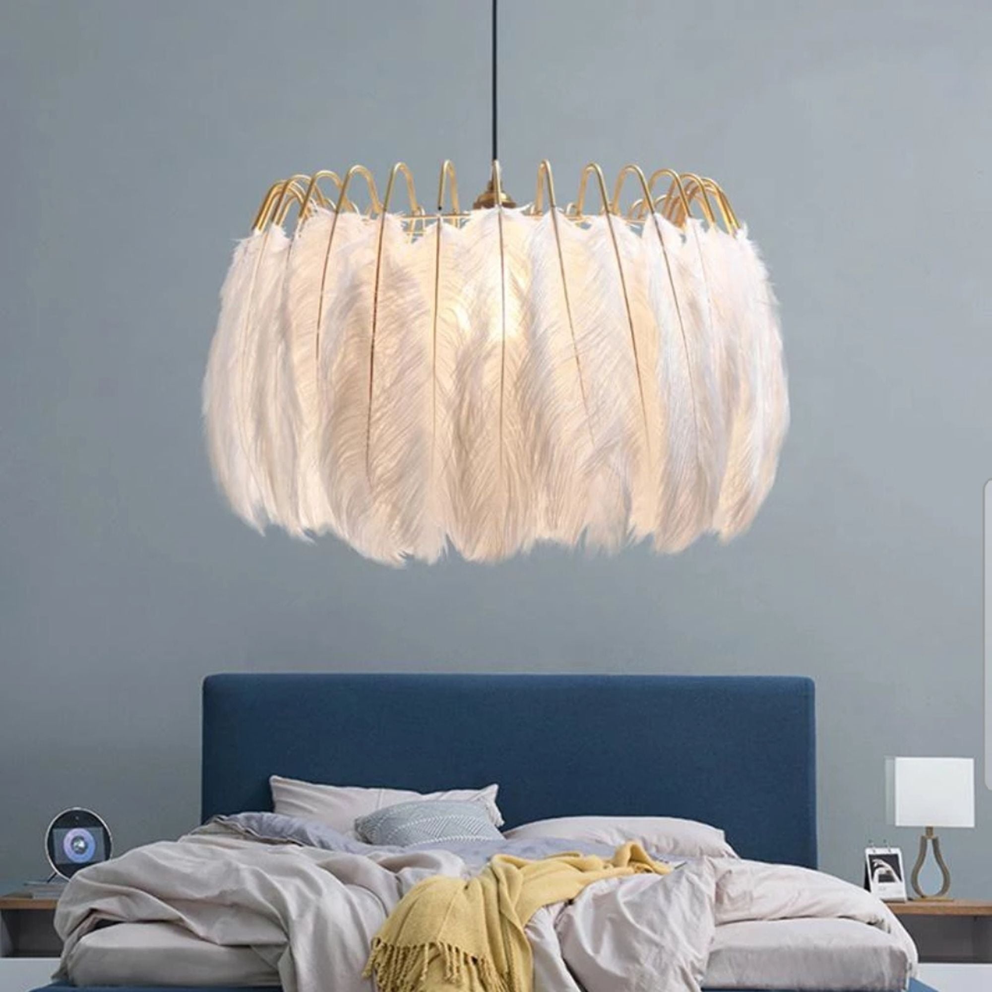 Lampada Da Soffitto Con Piume Boho App662 Gold