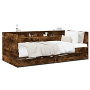Divano letto | Sof¨¤ letto | Letto singolo con Cassetti senza Materasso Rovere Fumo 90x200 cm