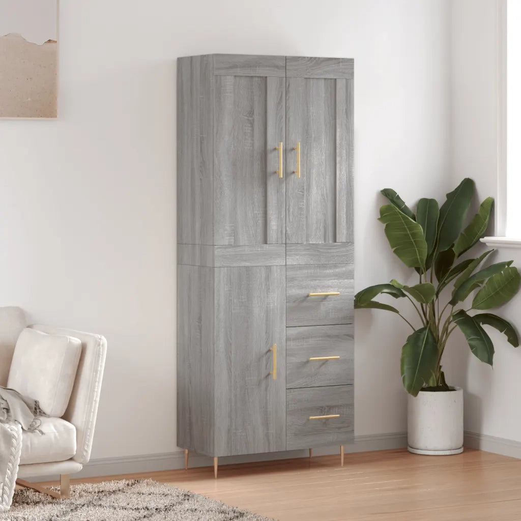 Credenza Grigio Sonoma 69,5x34x180 cm in Legno Multistrato 3199807