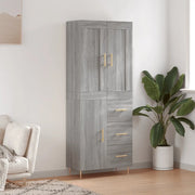 Credenza Grigio Sonoma 69,5x34x180 cm in Legno Multistrato 3199807