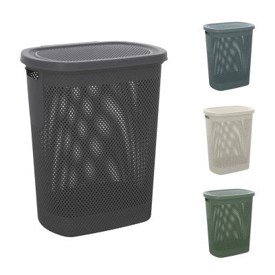 Portabiancheria con coperchio in plastica grigia scuro 58lt Kamala