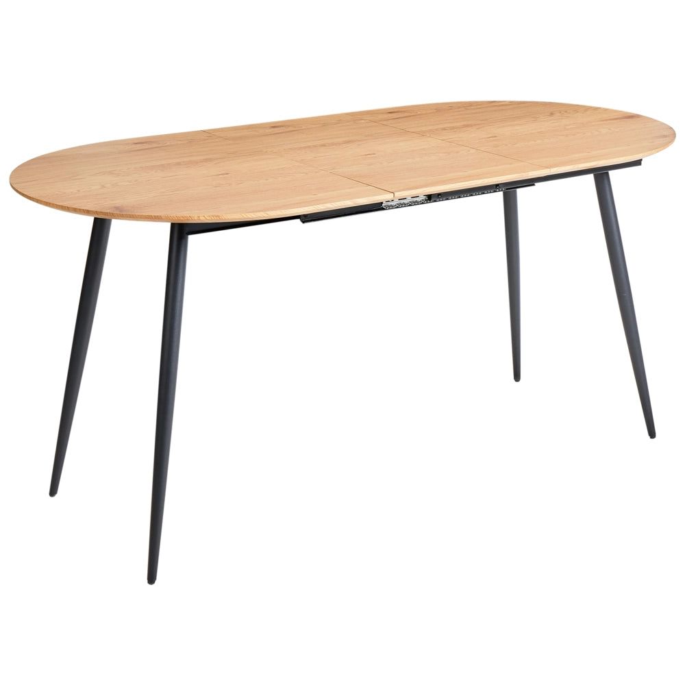 Tavolo per Sala da pranzo Piano in MDF marrone chiaro allungabile Gambe in metallo Stile industriale moderno