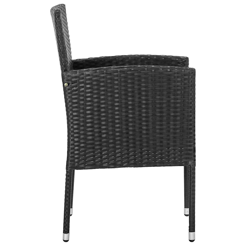 Sedie da Giardino con Cuscini Neri 2 pz Nere in Polyrattan 318706