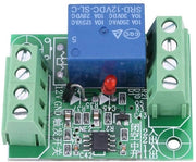 Modulo di controllo a relè DC 12V, progettato con connettori a vite, interruttore a canale singolo per circuiti stampati stabili.