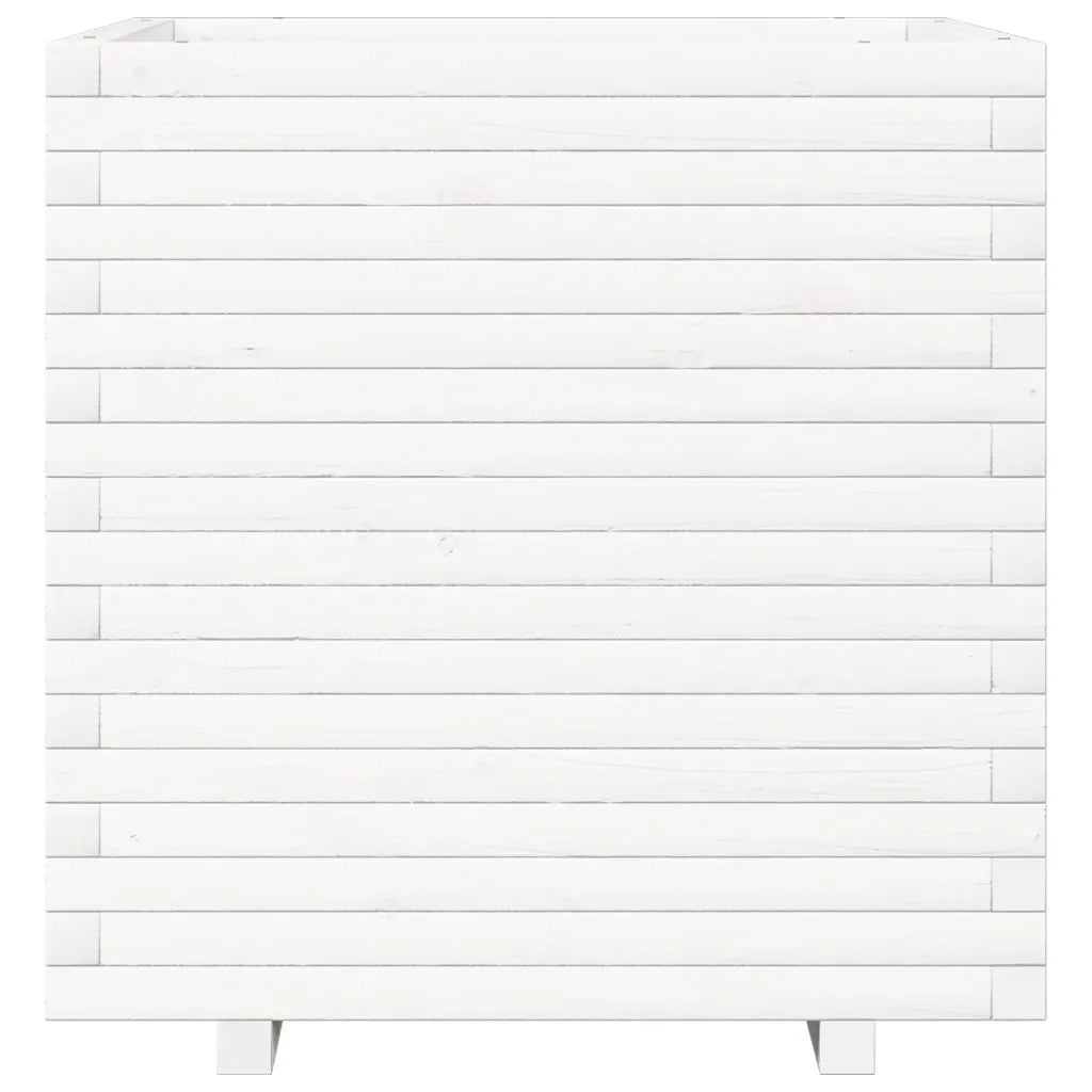Fioriera da Giardino Bianca 70x70x72 cm Legno Massello di Pino