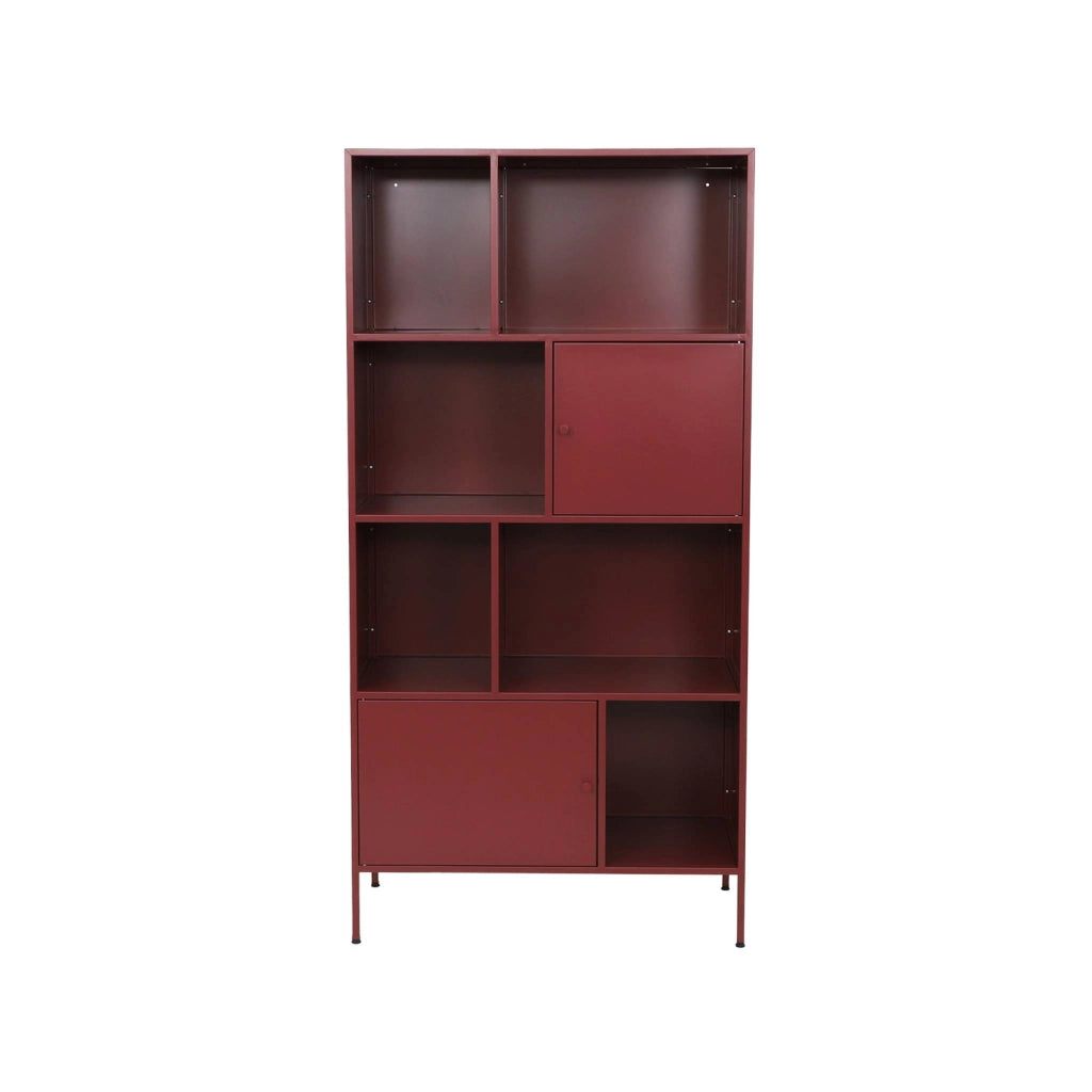 Credenza industriale in metallo con 8 scomparti, bordeaux