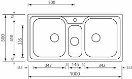 Lavello MATICO 100X50 3 vasche ACCIAIO INOX 011646.X1.01.2018
