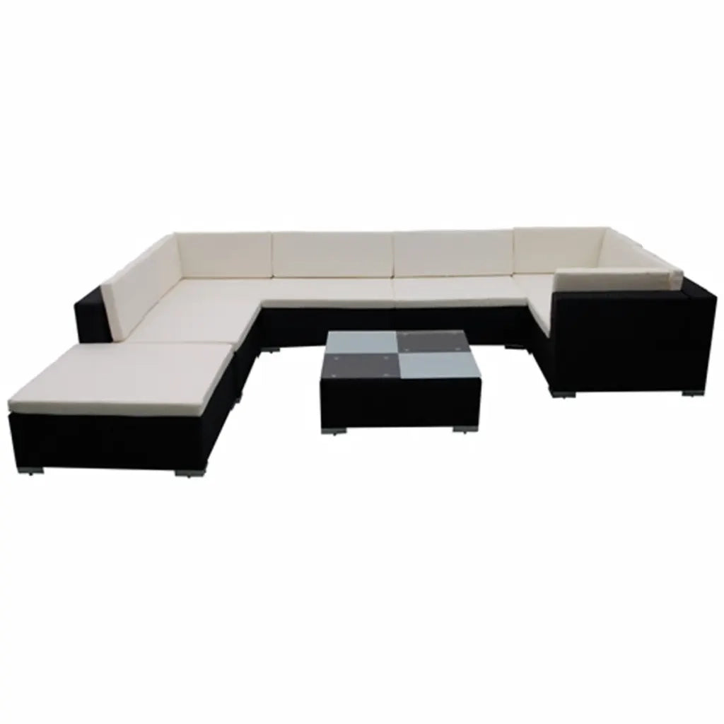 Set Mobili da Giardino con Cuscini 8 pz in Polyrattan Nero 42090