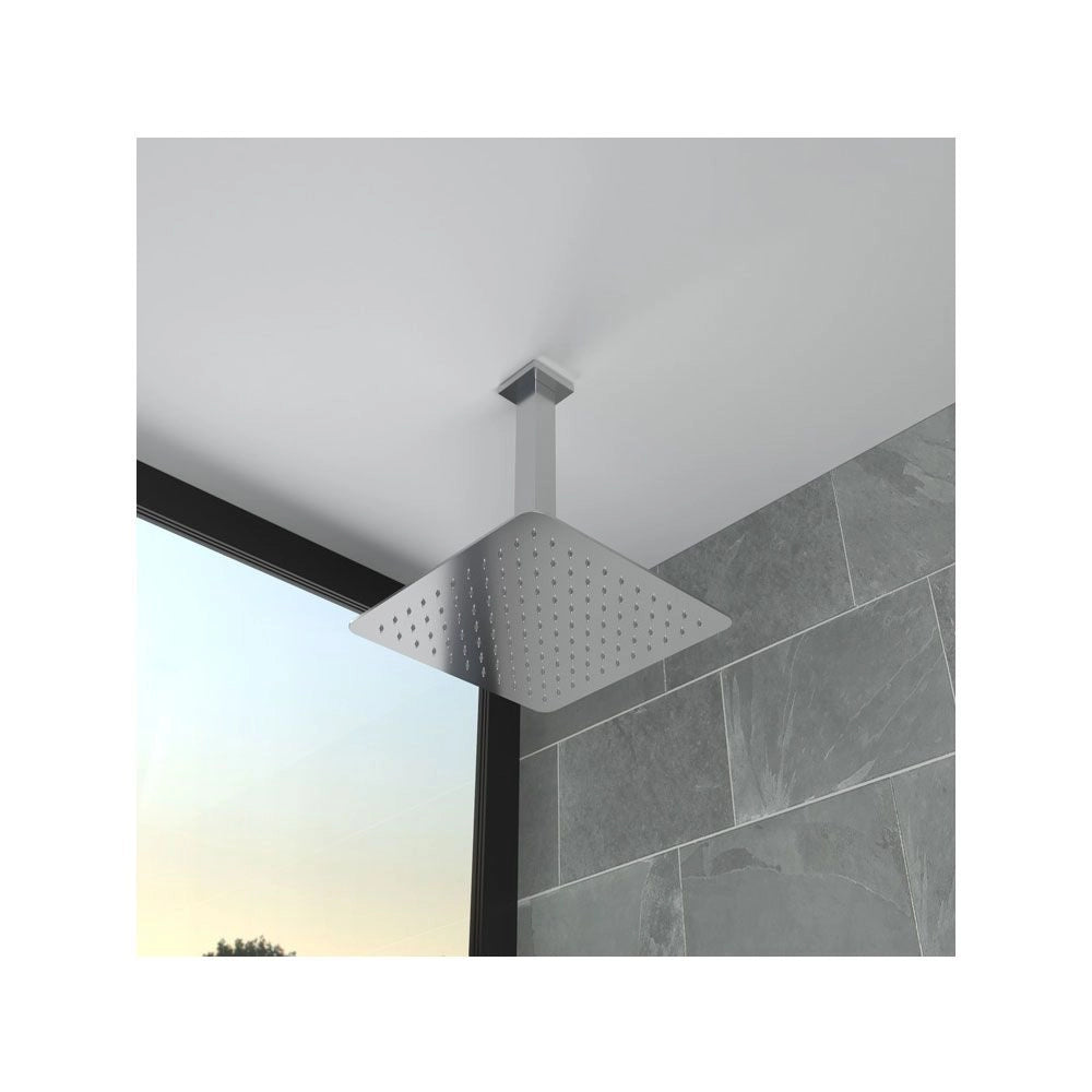 Braccio per Soffione Doccia Sezione Quadrata a Soffitto in Ottone Cromato