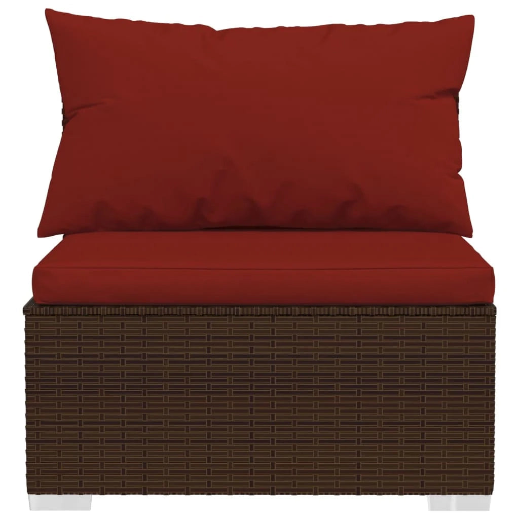 Set di mobili da giardino mobili da esterno 10 pezzi con cuscini resina intrecciata marrone 02_0015090