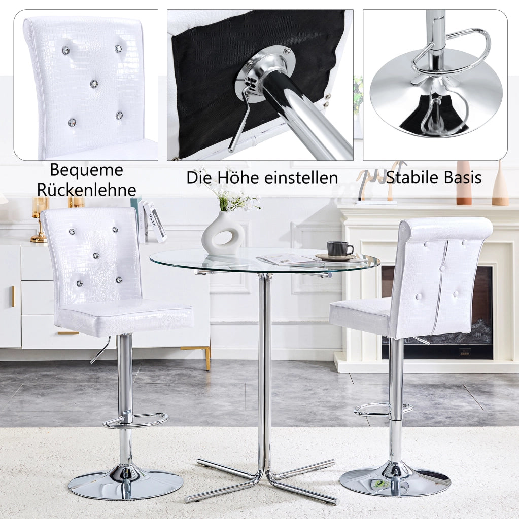 Sedia da pranzo bianca in PVC effetto coccodrillo