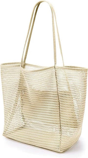 Borsa da spiaggia grande XL per donne - Mesh con chiusura a zip - Ripiegabile e leggera