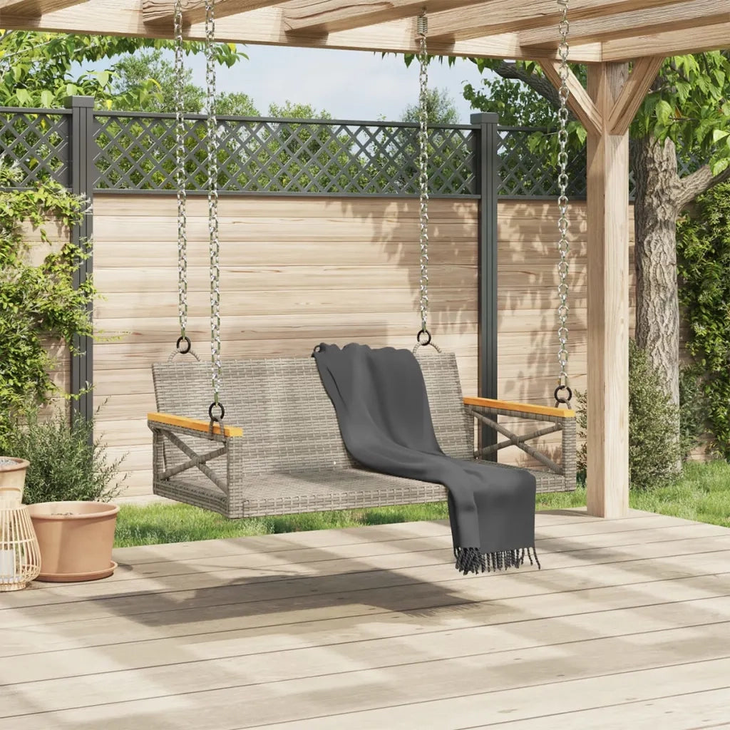 Panca da Giardino | Panchina Dondolo Grigia 109x62x40 cm in Polyrattan