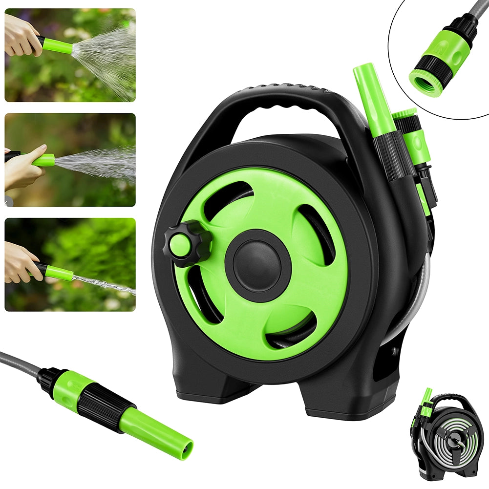 Avvolgitubo da Giardino con Tubo in PVC da 12 Metri e Annaffiatoio 2 Connettori