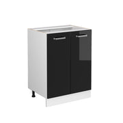 Vicco Mobiletto base cucina Nero lucido 60 cm senza piano di lavoro