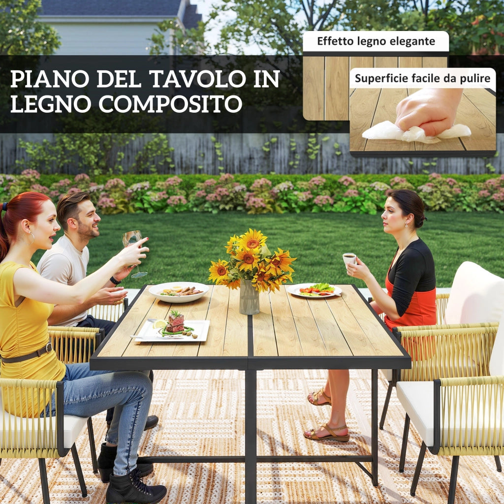 Set Giardino 5 Pezzi Tavolo Legno Plastica ¨C zephmum ¨C Grigio