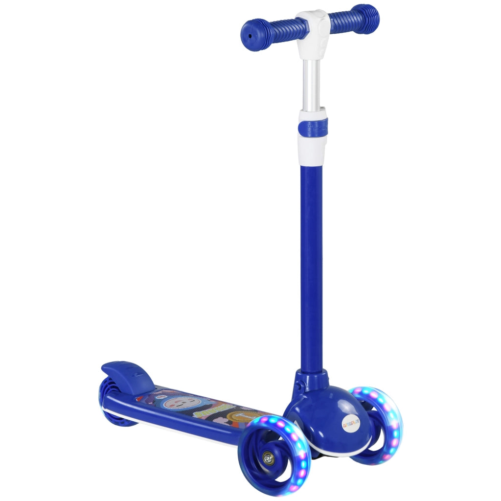 Trottinette Bambini 3 Ruote LED ¨C zephmum ¨C Regolabile, 2-6 Anni, Blu