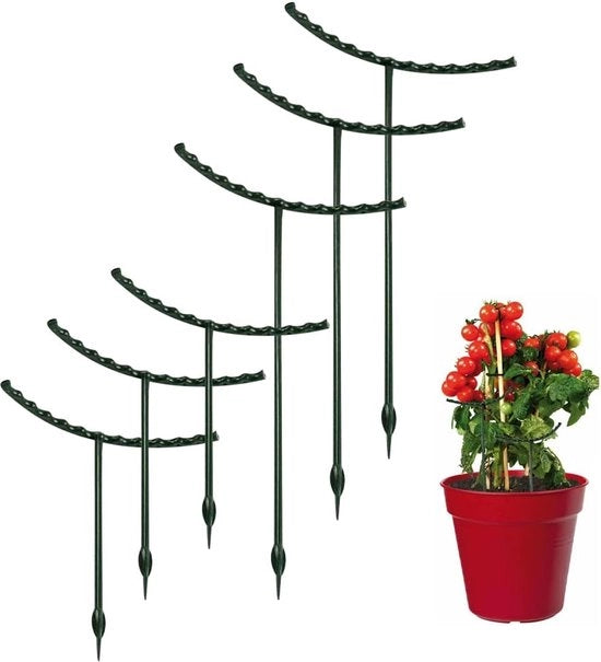 Supporto per piante a forma semicircolare - Palo di sostegno per fiori - Sostegno per piante - Struttura intelligente - 6 pezzi - Verde