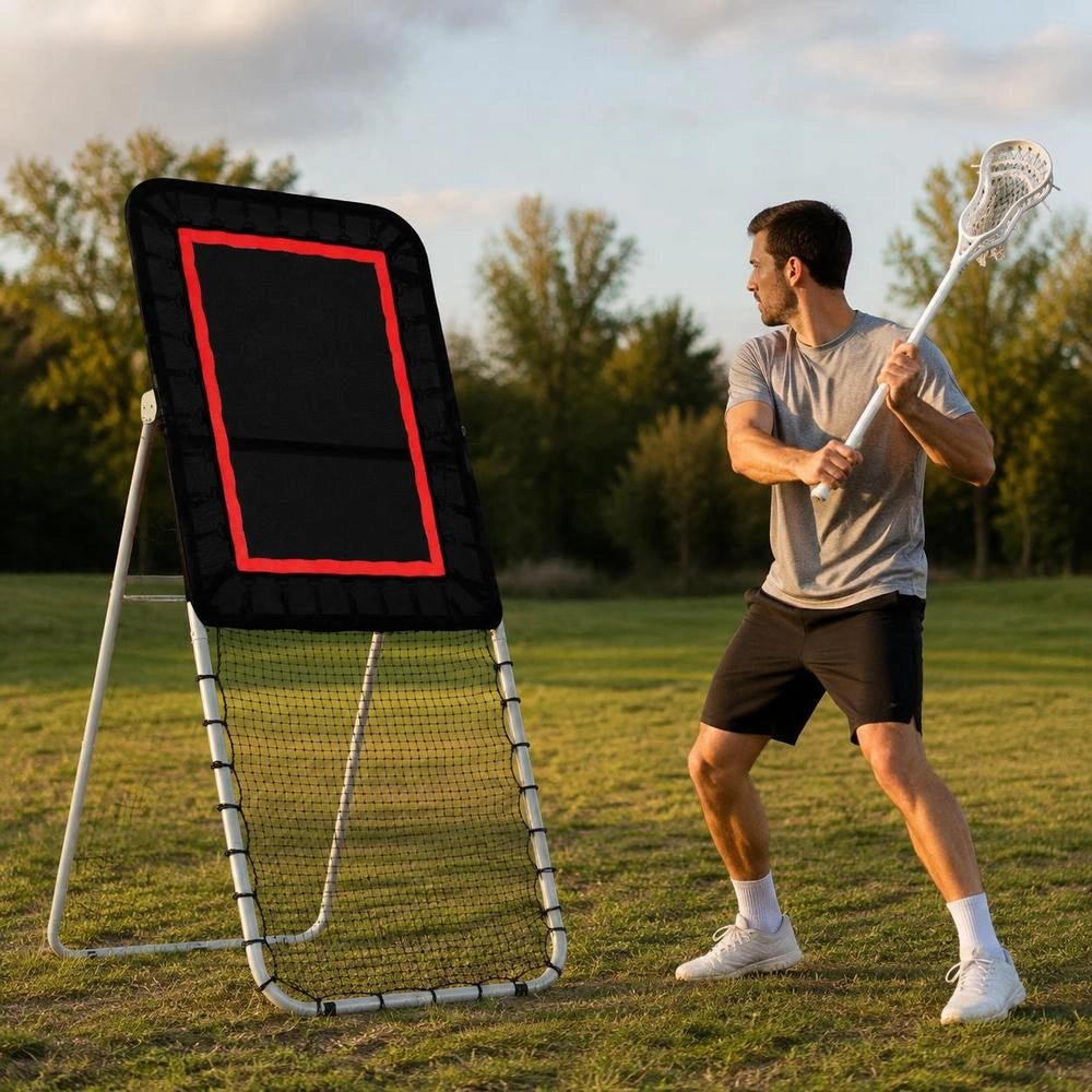 Collapsible Lacrosse Rebounder For The Backyard, 90 X 240 Cm Volleyball Return Net, Pitchback/throwback/baseball/softball Return Training Screen, Adjustable Angle, Shooting Practice Wall, Black