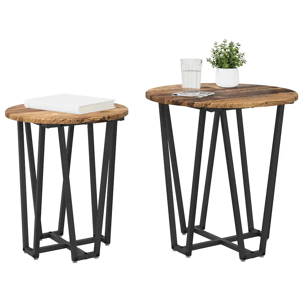 Set tavolini 2 pcs Legno Antico e Nero 869724