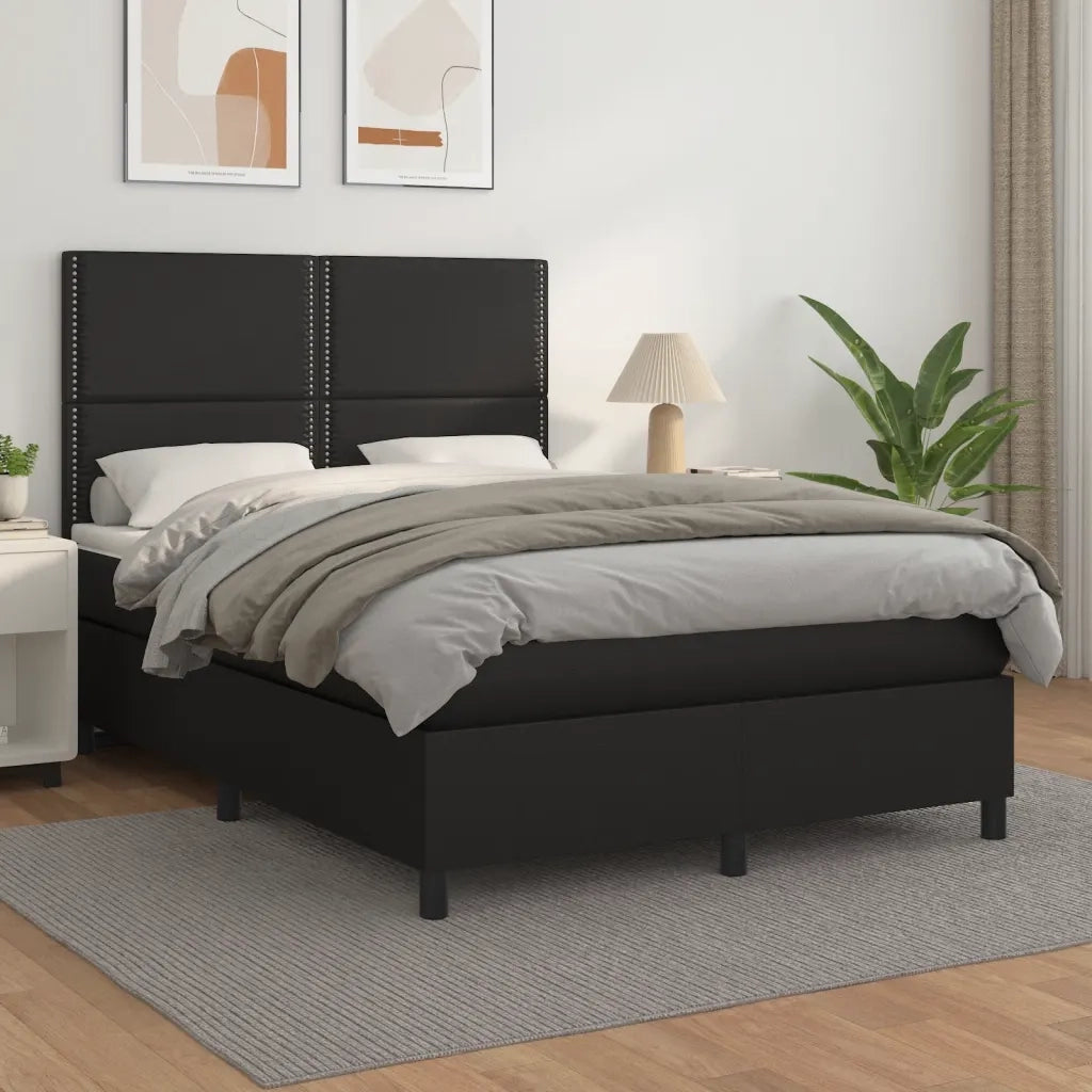 Giroletto a Molle con Materasso Nero 140x190 cm in Similpelle 3142779