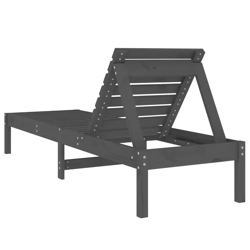 Lettino Prendisole Grigio 199,5x60x74 cm Legno Massello di Pino 825069