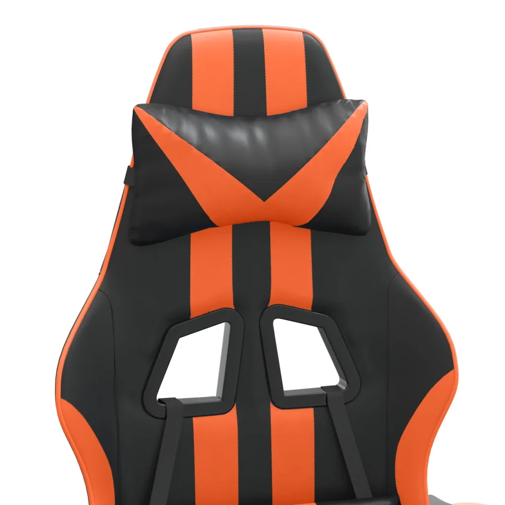 Sedia da Gaming Girevole Poggiapiedi Nero Arancione Similpelle 349537