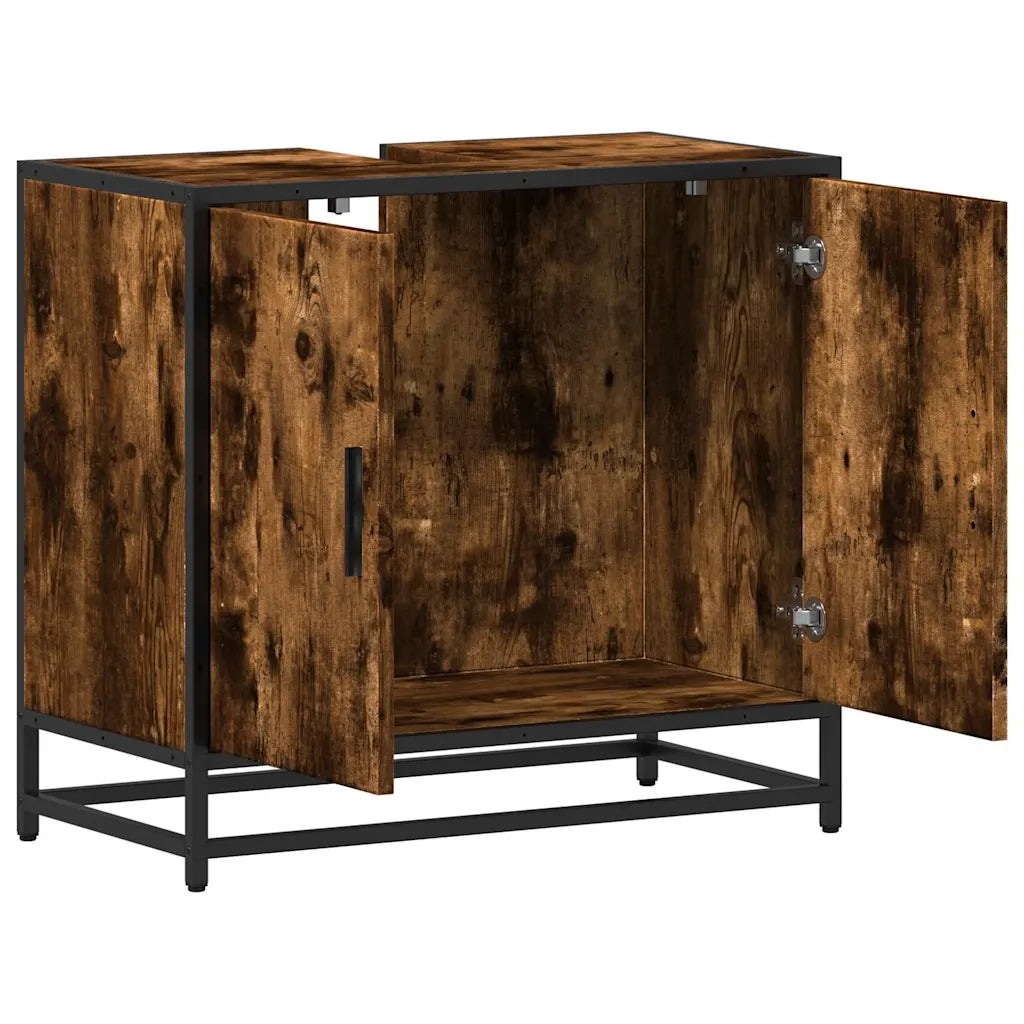 Mobile Lavabo Bagno Rovere Fumo 65x33x60 cm Legno Multistrato