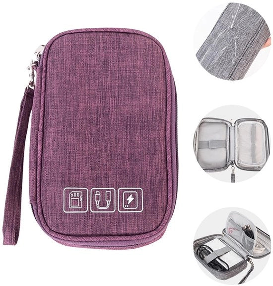 Organizzatore di cavi - Accessorio elettronico - Impermeabile - Lila - Organizzatore di cavi per caricabatterie - Ideale per viaggi - Mini